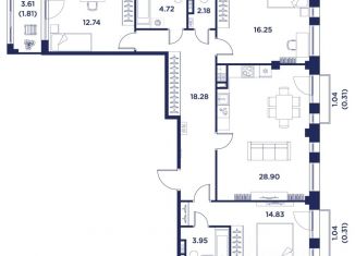 Продается 3-ком. квартира, 105.74 м2, Санкт-Петербург
