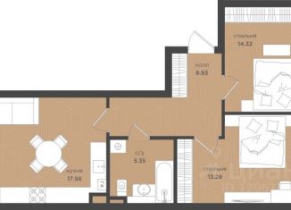 Продажа 2-ком. квартиры, 60.68 м2, Калининградская область