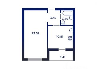Продается 1-комнатная квартира, 43.09 м2, Липецк