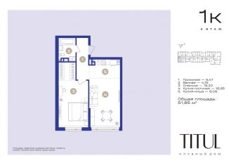 Продам 1-ком. квартиру, 51.85 м2, Кисловодск