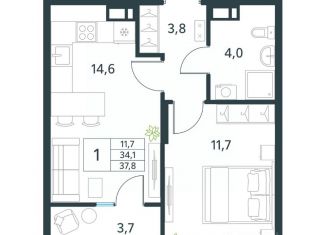 Продажа 1-ком. квартиры, 37.8 м2, Забайкальский край, микрорайон Хороший, 16