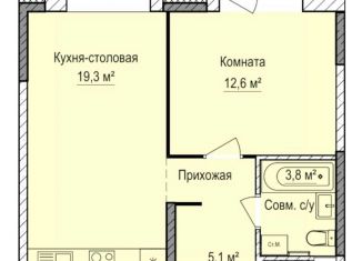 Продается 1-комнатная квартира, 41.2 м2, Удмуртия