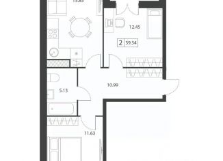 Продается 2-комнатная квартира, 59.54 м2, Тверь