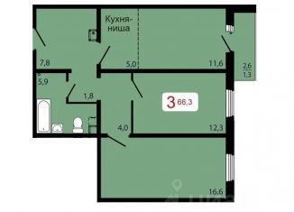 Продаю 3-комнатную квартиру, 66.3 м2, Красноярск, Свердловский район