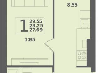 Продается 1-комнатная квартира, 29.55 м2, Калининградская область