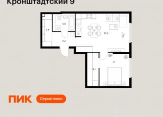 Продам 1-комнатную квартиру, 54.8 м2, Москва, метро Речной вокзал, ЖК Кронштадтский 9, 11.2