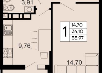 Продажа 1-ком. квартиры, 35.97 м2, Адыгея