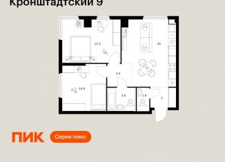 Продаю 2-ком. квартиру, 59.3 м2, Москва, метро Речной вокзал, ЖК Кронштадтский 9, 11.2