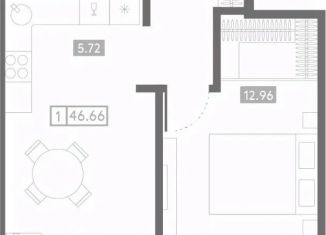 Продаю однокомнатную квартиру, 46.66 м2, Ростов-на-Дону, Пролетарский район