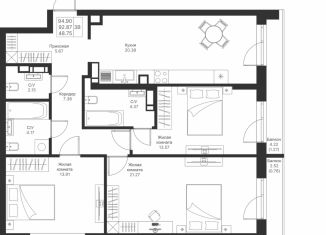 Продажа трехкомнатной квартиры, 94.9 м2, Татарстан
