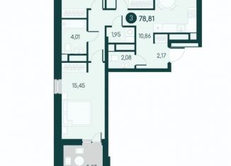 Продается 3-ком. квартира, 78.81 м2, Курганская область, 18-й микрорайон, 7к1