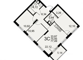 Продаю 3-ком. квартиру, 77.49 м2, Тульская область, Хлебная площадь, 8