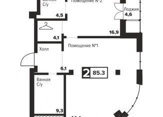 Продаю 1-комнатную квартиру, 85.4 м2, Челябинск, улица Труда, 157А, Центральный район