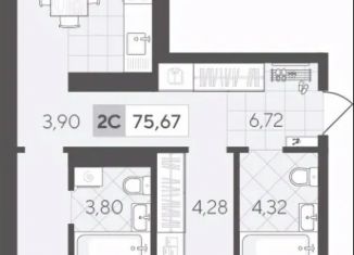 2-комнатная квартира на продажу, 75.67 м2, Тюмень