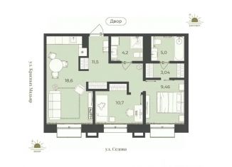 Продается двухкомнатная квартира, 62.5 м2, Иркутск, Октябрьский округ