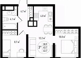 Продажа 3-комнатной квартиры, 43.7 м2, Астрахань, Ленинский район