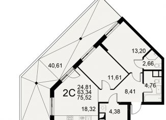 Продам 2-ком. квартиру, 75.52 м2, Тульская область, Хлебная площадь, 8