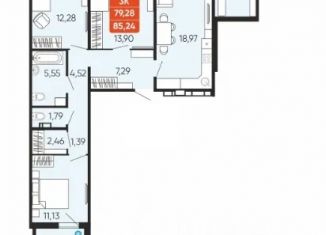 Продается трехкомнатная квартира, 85.24 м2, Челябинск, улица Энергетиков, 64, Ленинский район