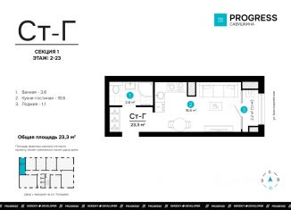 Квартира на продажу студия, 23.34 м2, Астрахань, улица Татищева, 2Б