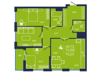 Продажа четырехкомнатной квартиры, 76.6 м2, Республика Башкортостан, проспект Дружбы Народов, 51/1