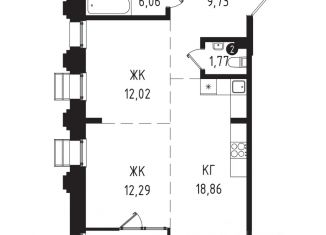 Продажа 2-комнатной квартиры, 62.26 м2, Иркутск, Октябрьский округ, улица Юрия Левитанского, 4/1