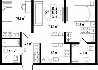 Продается 3-ком. квартира, 54 м2, Астрахань