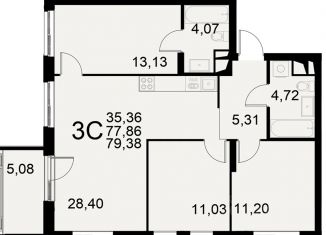 Продается трехкомнатная квартира, 79.38 м2, Тульская область, Хлебная площадь, 8