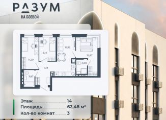 Продажа трехкомнатной квартиры, 62.48 м2, Астрахань, Советский район